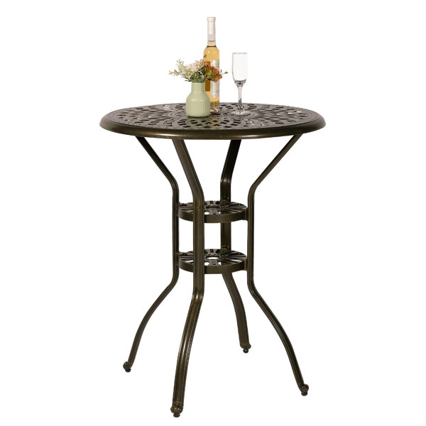 Astoria Grand Ghevont Metal Outdoor Bar Table Wayfair